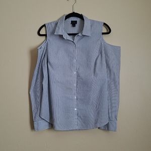 Worthington Striped Cold Shoulder Button Down
